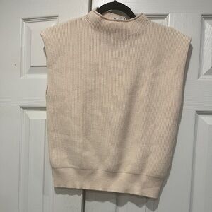 Cream Sleeveless Knit Top